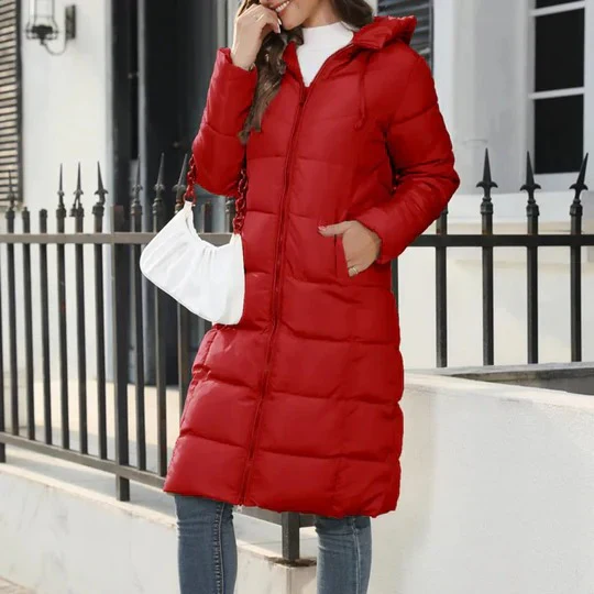 Veste Puffer Longue Zippée pour Femme – Manteau d’Hiver Chaud à Capuche - Image 2