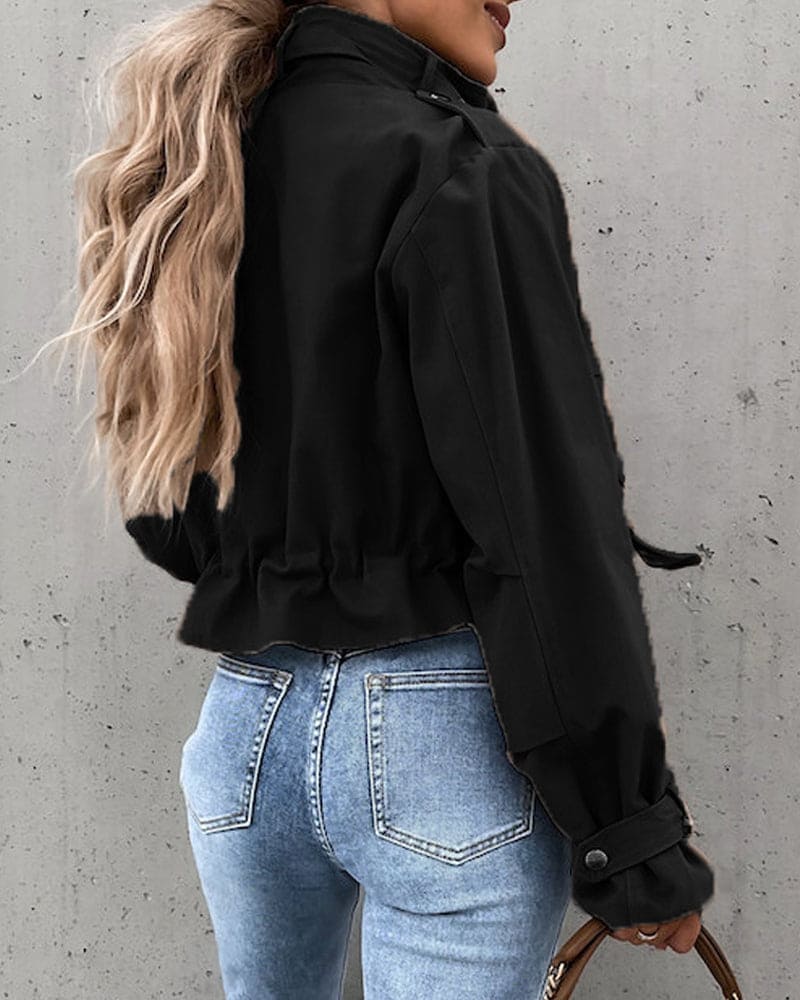 Veste Tactique Élégante pour Femme – Court Manteau à Boutons Confortable - Image 5