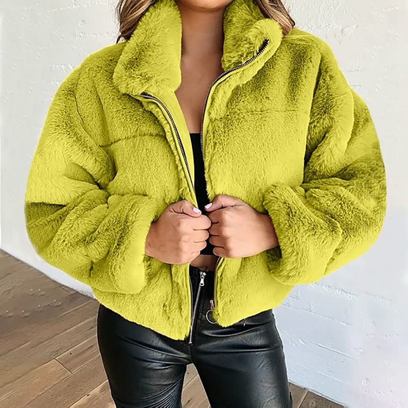 Veste Teddy Douce et Confortable pour Femme – Manteau Court Zippé à Col Haut - Image 8