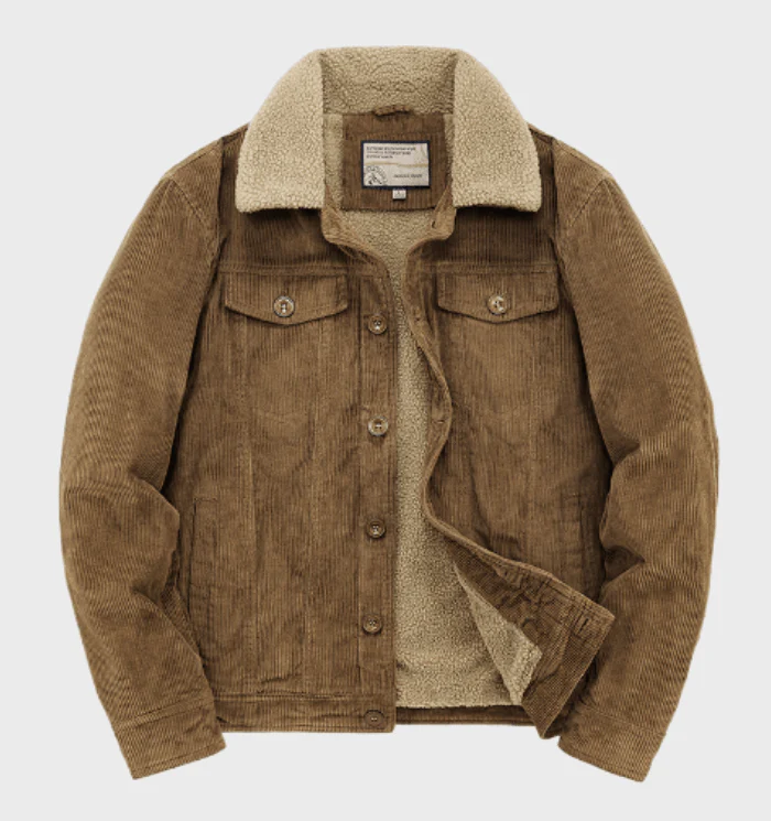 Veste Trucker Premium Homme en Velours Côtelé – Doublure Sherpa Chaude