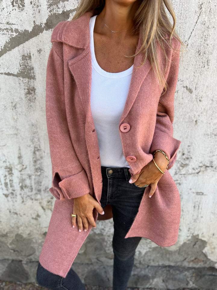 Veste Tweed Femme Oversize – Col Revers Cranté Boutonnée Chic