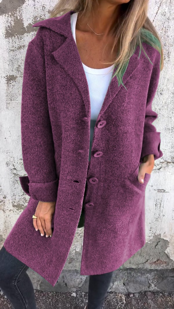 Veste Tweed Femme Oversize – Col Revers Cranté Boutonnée Chic - Image 11