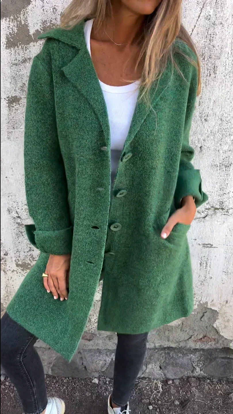 Veste Tweed Femme Oversize – Col Revers Cranté Boutonnée Chic - Image 6
